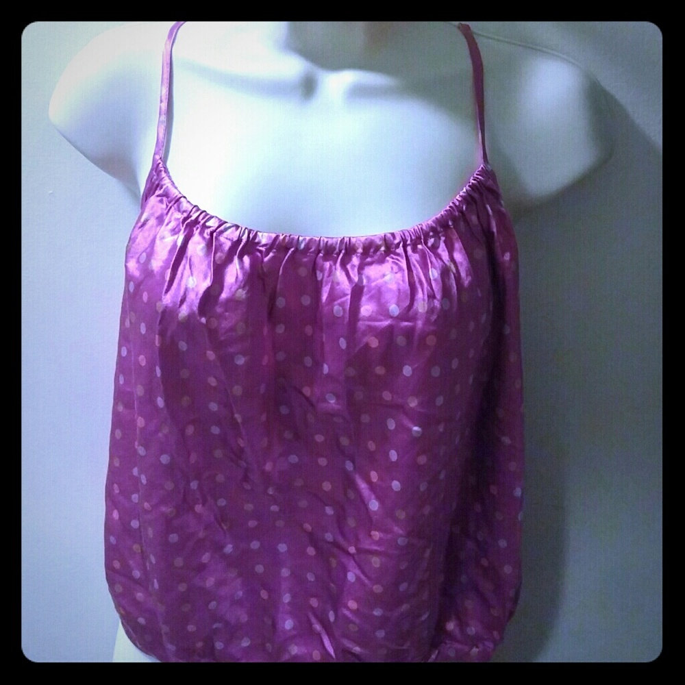 Victoria's Secret polka dot silk top, purple